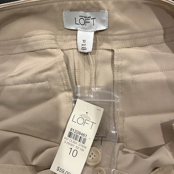 Loft Cropped Dress Pants Ann Size 10 Color Tan - Picture 2 of 5